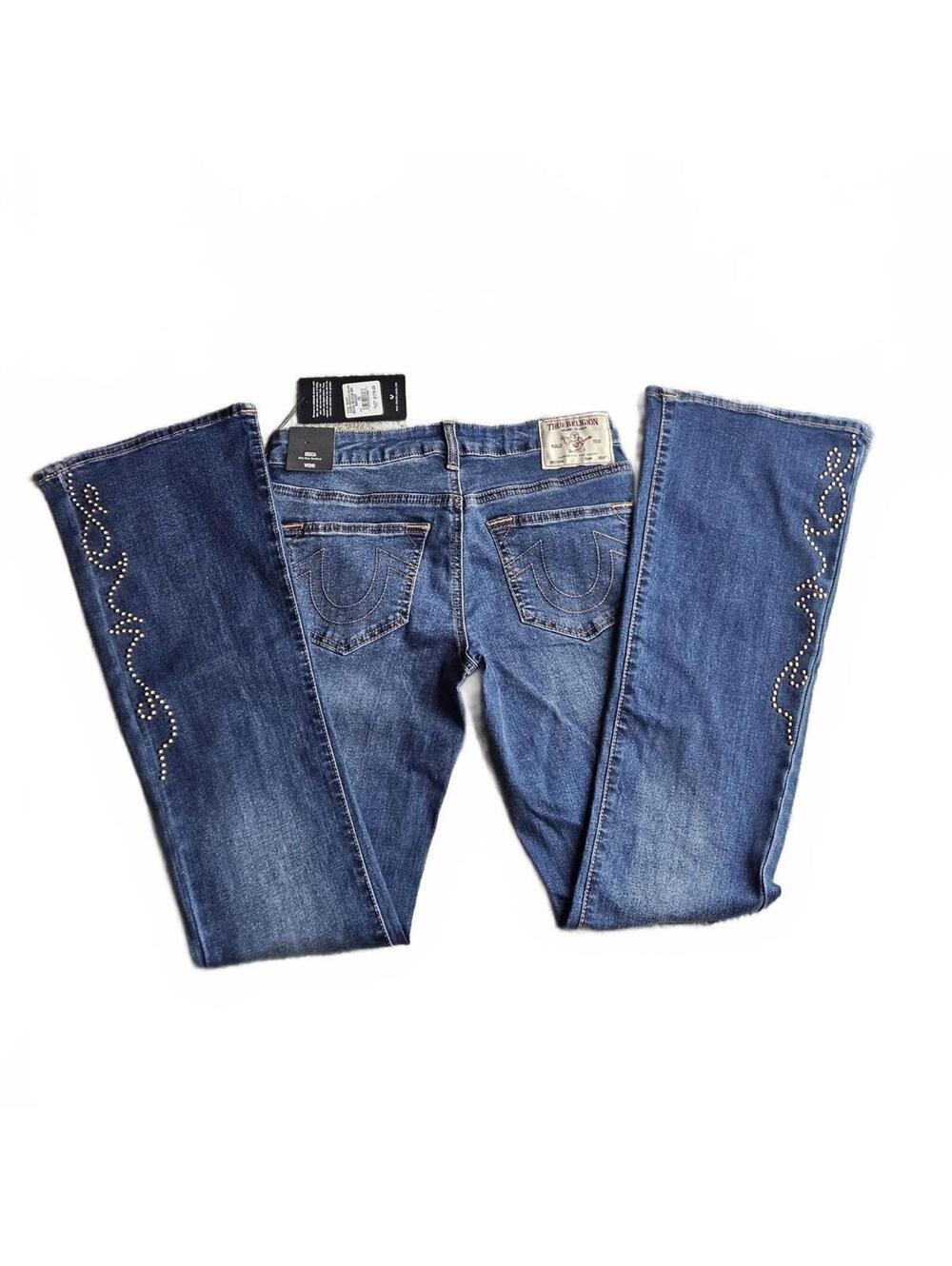 True Religion Becca Mid Rise Bootcut Stud Jeans NWT W26 See Measurements Y2K E/9